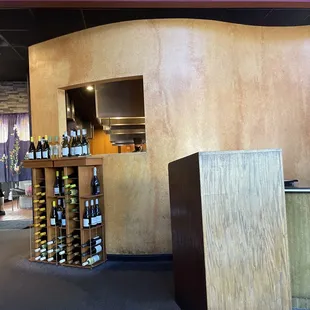 the counter and wine rack