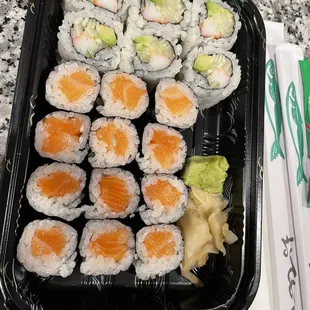 DO NOT RECOMMEND Salmon and California rolls. Misleading menu and unpleasant service.