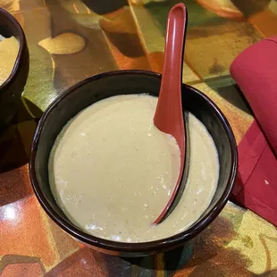 Giant bowl of shrimp sauce