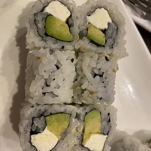 Cucumber roll with avocado instead of cucumber