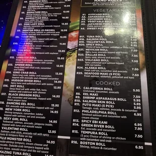 The menu one page of it.