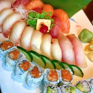 a plate of sushi