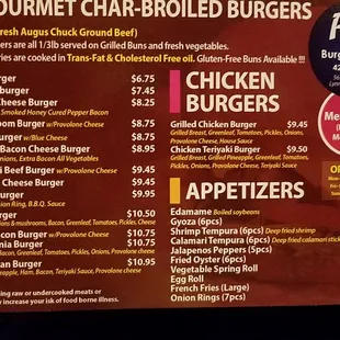 a menu for a gourmet chair - brined burgers