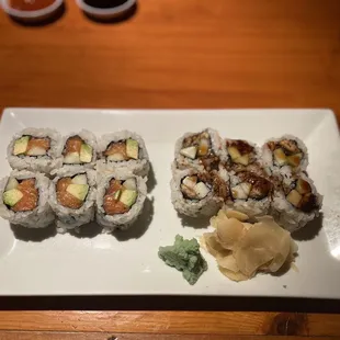 Alaskan roll and Onagi Mahi roll