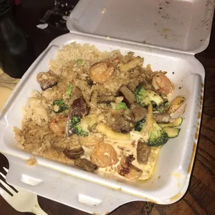 a take out box of food