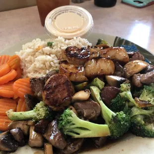 Teriyaki steak and scallops