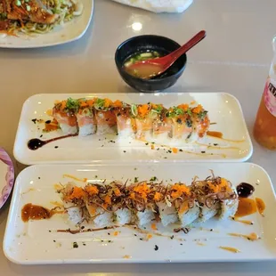 Albacore roll, Sunshine roll &amp; Mango Lemonade