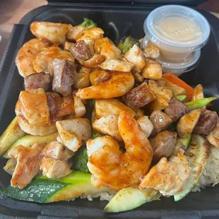 Hibachi Steak and Shrimp and Chicken