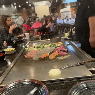 people eating in the background