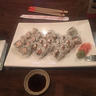 Sushi was good,my daughter thought the wasabi was spicy ice cream