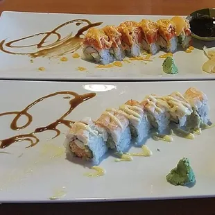 New Orleans Roll and Tiger Roll. Yes, a piece was eaten of both prior to taking the picture.