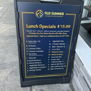 Lunch menu