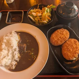 Lunch Special with Curry Rice &amp; Vegetable Croquettes