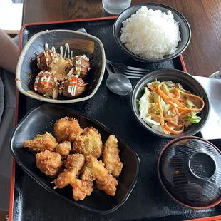 Lunch Special. Takoyaki and Chicken Karage
