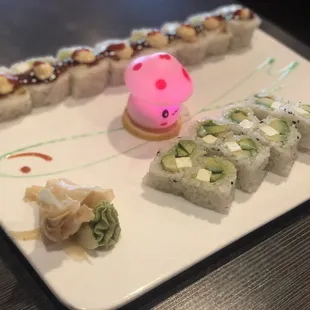 Angry Bird roll and avacado roll