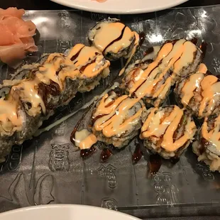 a plate of sushi