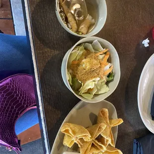 Crabmeat Rangoon House Salad W. Ginger Dressing Clear Soup Or Miso Soup