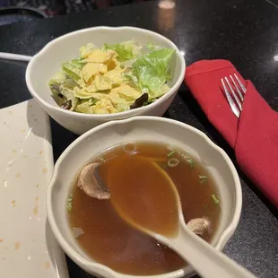 Salad and Onion Soup