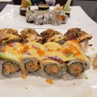 Bel air and empire rolls, lunch special rolls in backgrounr