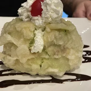 Fried green tea ice cream