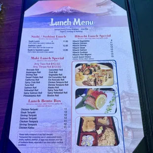 Lunch menu