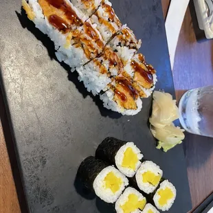Sweet potato roll and Oshinko roll