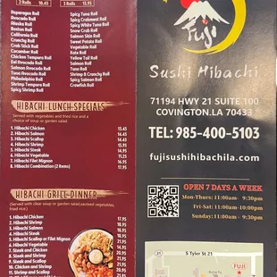 Lunch roll , lunch hibachi, dinner hibachi