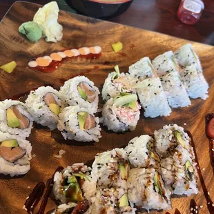 Sushi was well plated and delicious