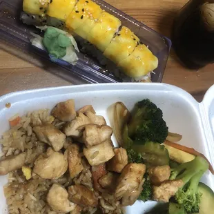 Mango roll and chicken hibachi