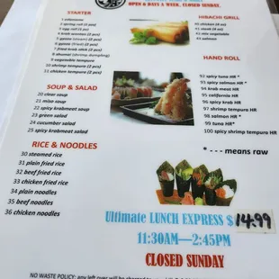 menu