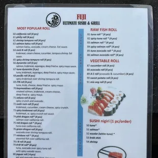 Menu and time stamp of photo taken when I decided I was going to post this photo!