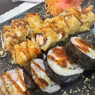 Rock and Roll (5 Pieces Crabmeat, Cream Cheese, Cucumber, and Tempura) Baymeadows Roll
