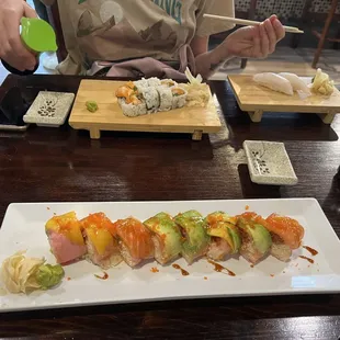 Mango Tango Roll, Ninja Roll and escolar nigiri.