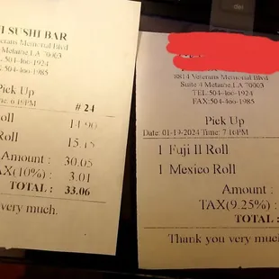 Reasonable prices for the delicious rolls; small price change again Oct 2023 (left), January 2024 (right)