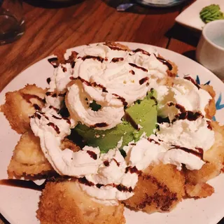 Fried Banana with Green Tea Ice Cream
