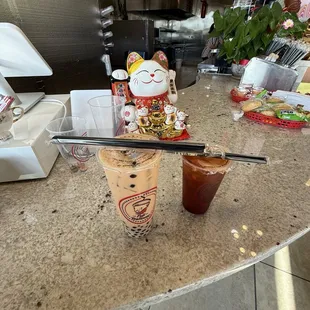 Thai Tea and strawberry black tea