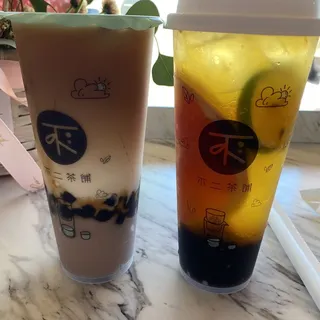 Black Tea Latte with Taro and Boba