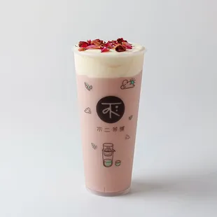 Rose Milk Tea with Cheese Foam