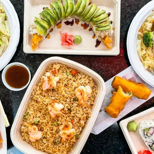 a variety of asian food