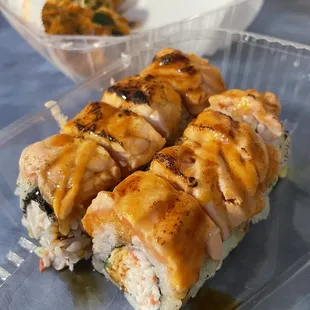 Trying out the Lion King roll which was delicious!