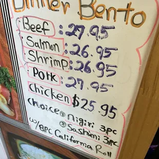 Dinner bento prices