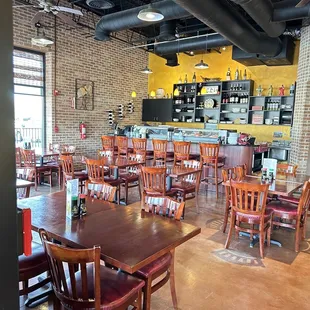 a restaurant with tables and chairs