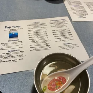 Soup brought to you before ordering!