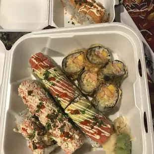 Left to right. Snow, earthquake, happy face, chef special.