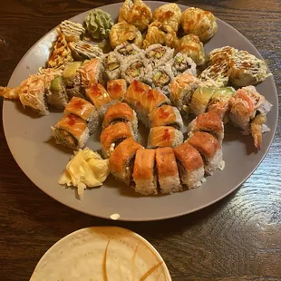Crazy Stone Roll , Crazy Volcano Roll , Super Duper Roll , Twin Tower Roll , Pink Dragon Roll , American Roll.
