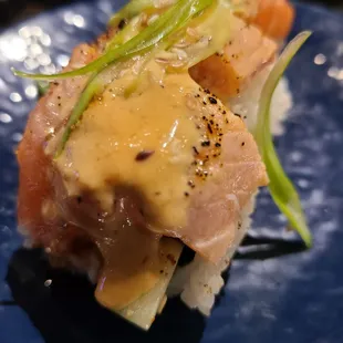 some kind of Salmon roll.. no labeling of anything