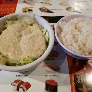 Side salad and side of rice (comes with hibachi plate)