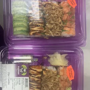 20 pcs combo with dragon roll, tempura roll, California crunch, and tiger roll only for $14.99