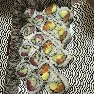 Tuna cucumber roll and Salmon avocado roll