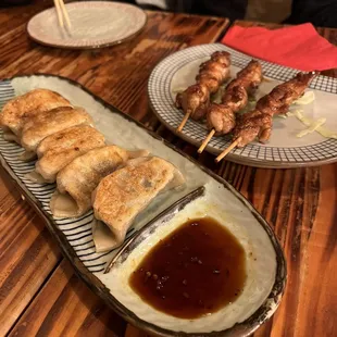 Pork and Chive Gyoza  Chicken Yakitori